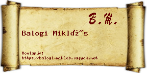 Balogi Miklós névjegykártya